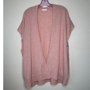 NWT Sablyn Peony Pink Rooney Shawl 100% Cashmere Open Front Sweater Vest S